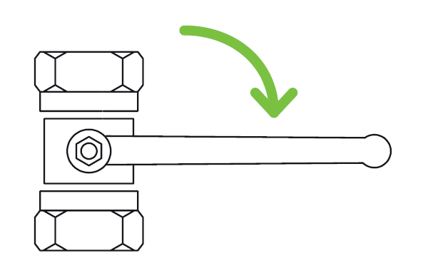 Turn the handle on your gas supply tap to the horizontal position